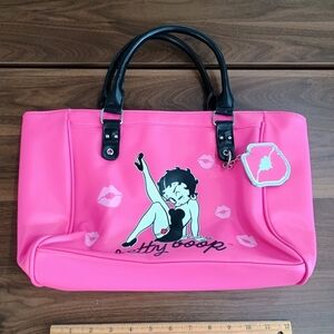 Betty Boop Vibrant Pink Tote with Black Handles